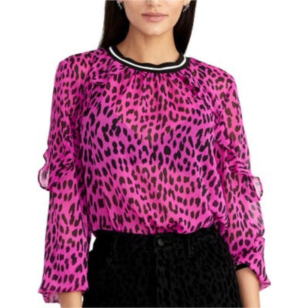 Rachel Roy Sonia Drape Leopard Top